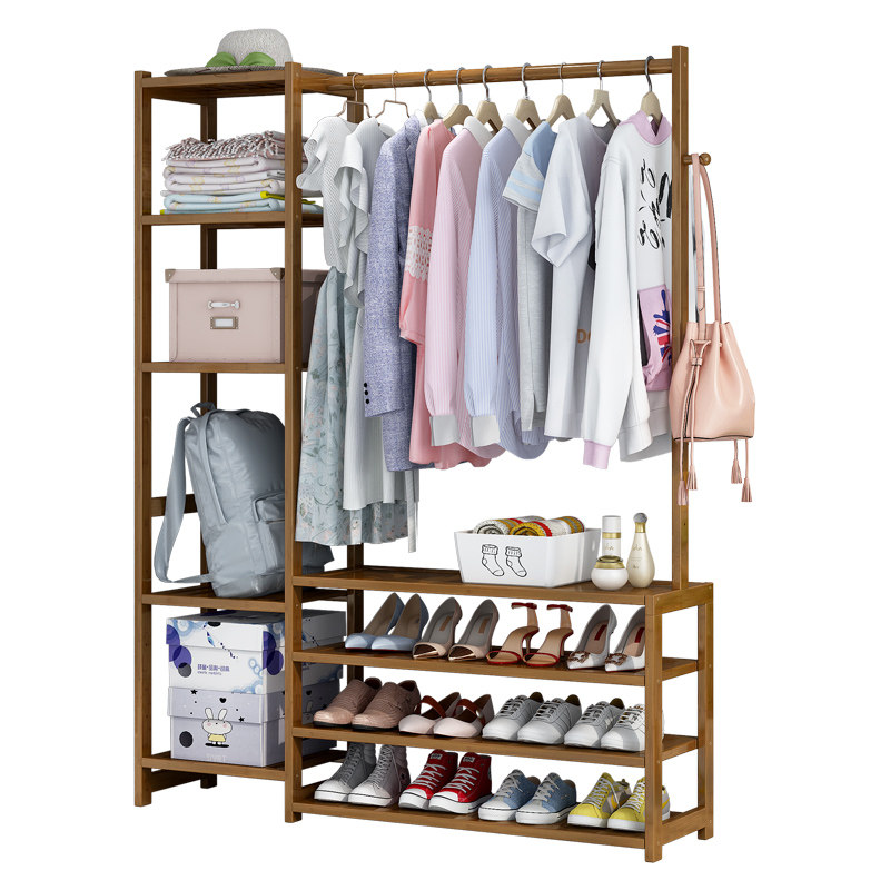 简易门厅柜鞋柜衣帽柜衣帽架落地鞋架挂衣架组合卧室收纳衣服架子