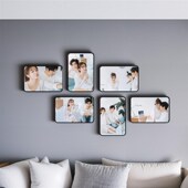 免打孔相框照片墙装 饰定制创意展示墙全家福结婚照高级组合相框墙