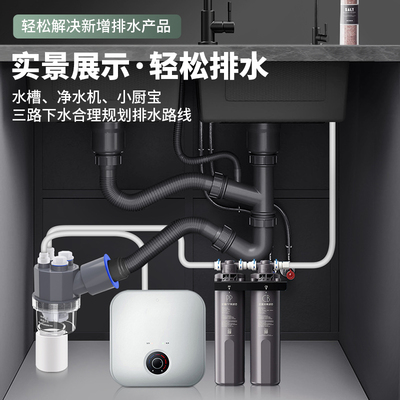 pvc75防臭下水管神器厨房洗菜盆配件净水器洗衣机三通接头止回阀