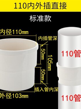 pvc管延长水管接头配件雨水管50 7直5 1接10内外插 50插内管直接