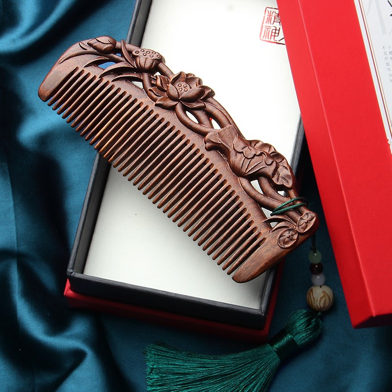 檀香木梳子头皮梳子女家用经络按摩梳长发小木梳定制送礼男女专用