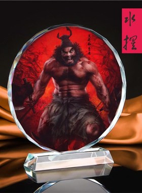 水浒传好汉鲁智深/李逵画像珍藏礼品水晶摆件工艺品书房装饰摆设