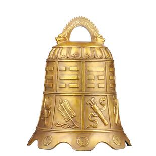 纯铜八仙法器铜钟13公分八卦纯铜铃铛12生肖六字真言室内桌面摆件