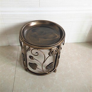 客厅落地式铁艺花盆鱼缸架 地面矮花凳子 单层单个花架带轮可移动