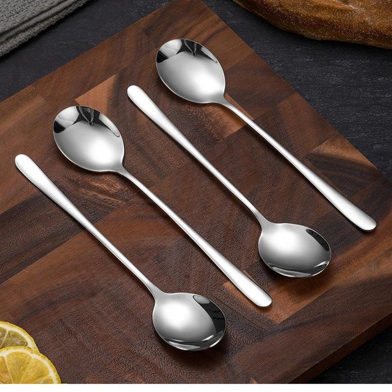 【不锈钢圆勺5支装】不锈钢加厚大号长柄勺子水果勺西瓜勺家用成,婴童用品,儿童勺,淘宝优惠券,粉丝福利购,淘宝优惠卷