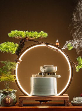 时来运转流水摆件循环水客厅生财创意家居水景办公室桌面开业礼品