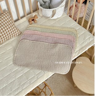 韩国酵素80支砂洗全棉纯棉枕巾婴童25x45cm一只吸汗透气绗缝夹棉