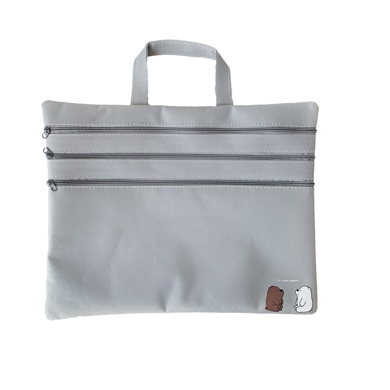 简约小清新多层拉链牛津帆布文件袋学生手提资料袋a4收纳试卷袋