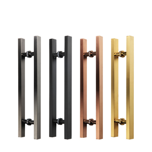 玻璃门方管拉手不锈钢拉丝玫瑰金黑钛金推拉门哑光黑木门深灰把手