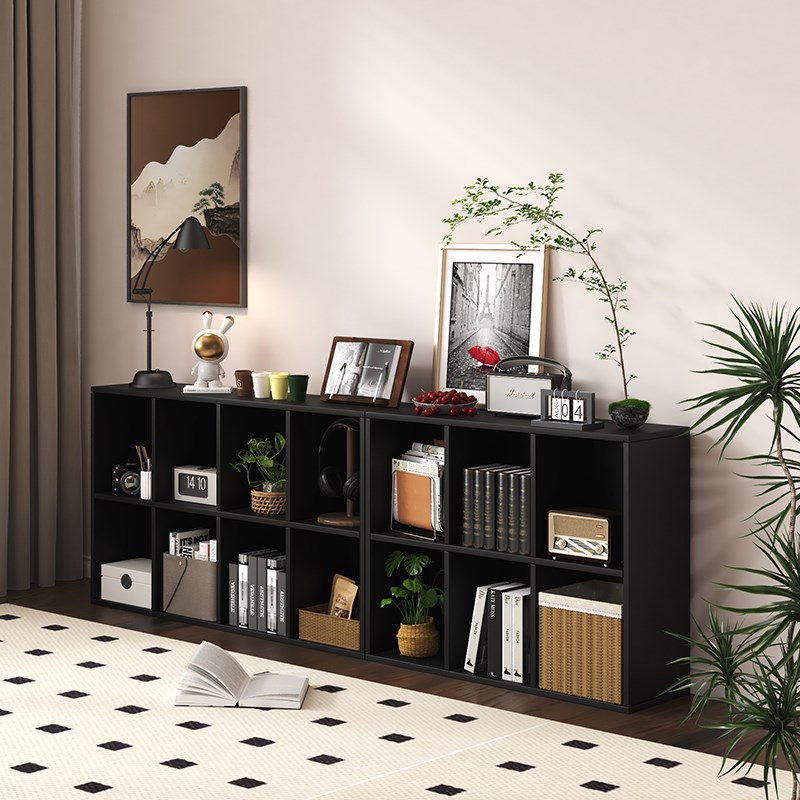 中古柜实木生态板落地格子矮柜靠墙一体书架自由组合置物储物收纳