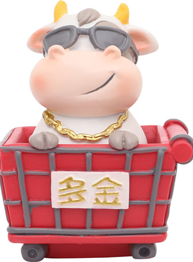 牛来运转摆件拜年牛摆件饰品装饰创意车载摆件生肖牛吉祥物工艺品