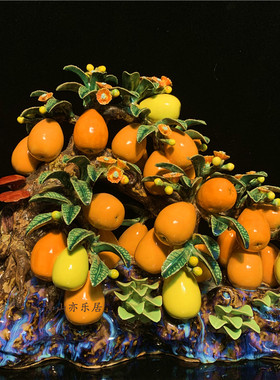 石湾公仔陶瓷枇杷创意家居客厅博古架电视柜饰品摆件植物工艺礼品