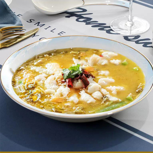 10英寸排骨汤碗骨瓷大碗家用餐具酸菜鱼大盆碗水煮鱼深盘陶瓷碗盘