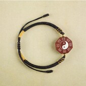 道家枣木镶银太极编金刚结手饰镶嵌道家正一手链国风八卦手串