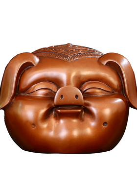 匠泽铜魂 福猪 紫铜生肖猪摆件房间卧室电视柜桌面摆设 生日送礼