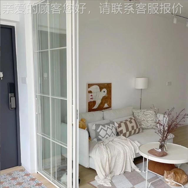法复古推门阳台客厅厨房258隔断式家推拉玻璃拉门厂极窄铝合金门
