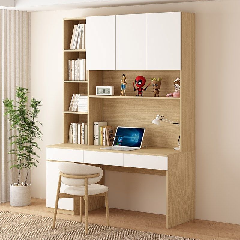 全实木书桌书架一体学生家用电脑桌卧室书柜小户型写字学习桌,住宅家具,组合书柜,淘宝优惠券,粉丝福利购,淘宝优惠卷