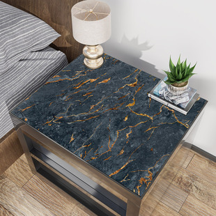 仿大理石卧室床头柜盖布防水防油免洗小桌子台布皮革桌垫保护垫子