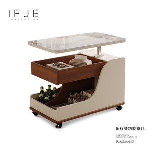 IFJE 茶几客厅小户型沙发边柜带轮小推车岩板多功能小桌子