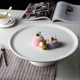 高脚蛋糕摆台架子展示架现代客厅陶瓷白盘甜品点心托盘架带盖