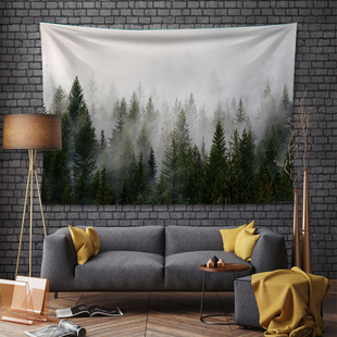 山水画树林风景挂布in风背景布宿舍床头墙壁装 饰墙布卧室画布