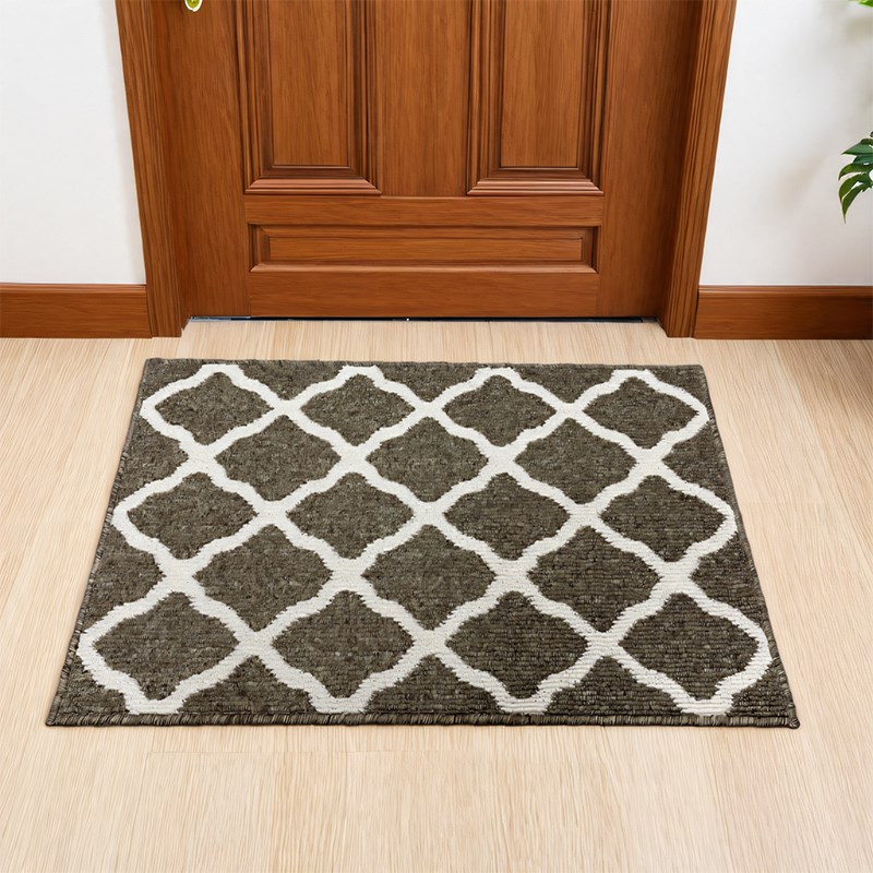 门内地毯家用TPR防滑丙纶编织无异味加厚款入户玄关地垫蹭灰毛圈