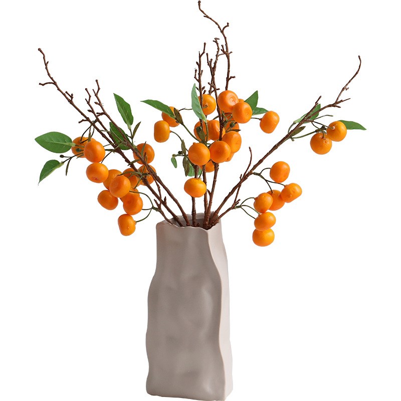 小金桔仿真花客厅摆设室内装饰橘桔子树枝仿真果假花餐桌花艺摆件