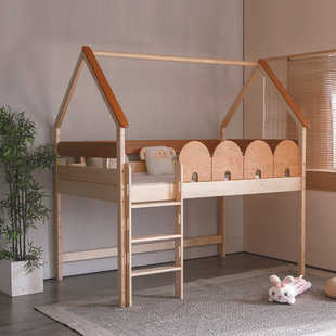 儿童半高床全实木男孩床女孩公床城堡飞屋床上下子母儿童床