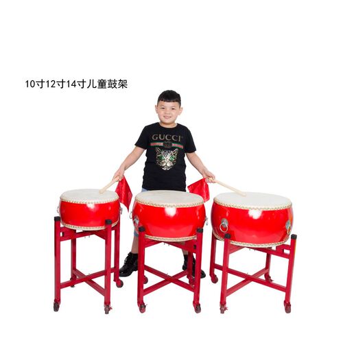 大子儿童鼓堂鼓威风锣鼓扁鼓战子带万向轮