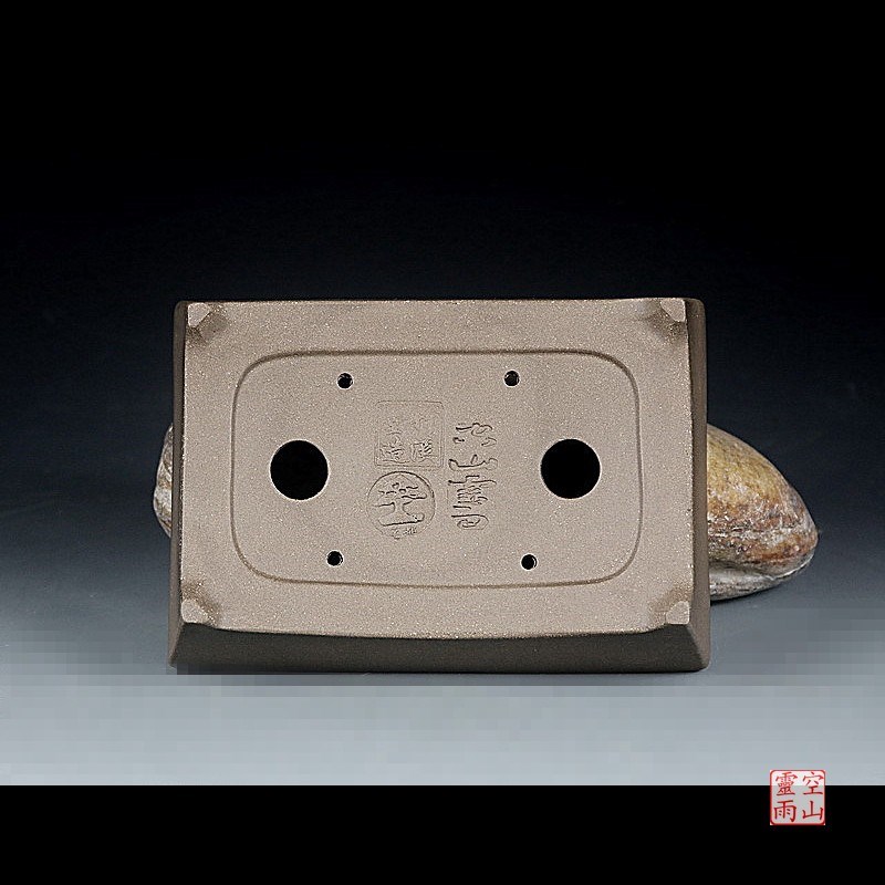 宜兴紫砂精品盆景花盆 手工仿古桥形浅长方小品松柏绿植多肉透气