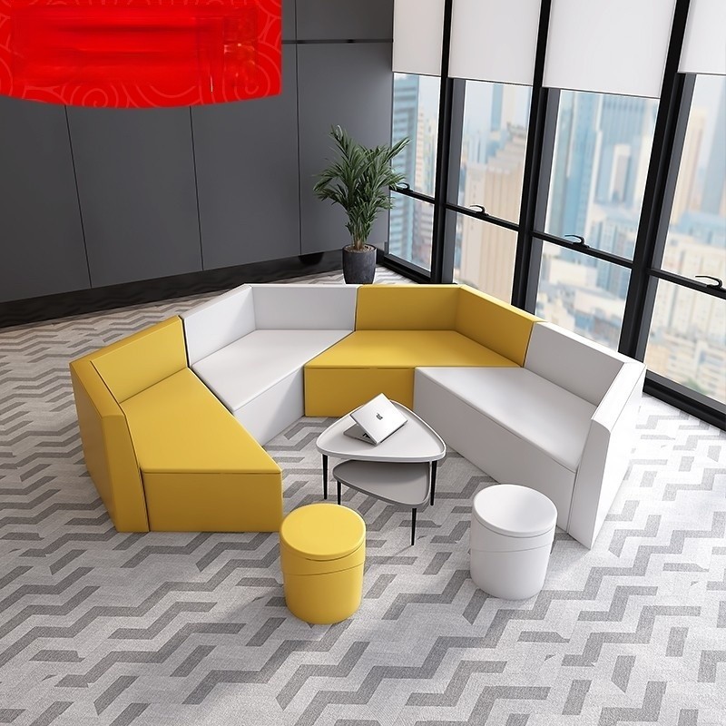 现代创意办公室接待异形沙发商务会客休闲休息区沙发茶几