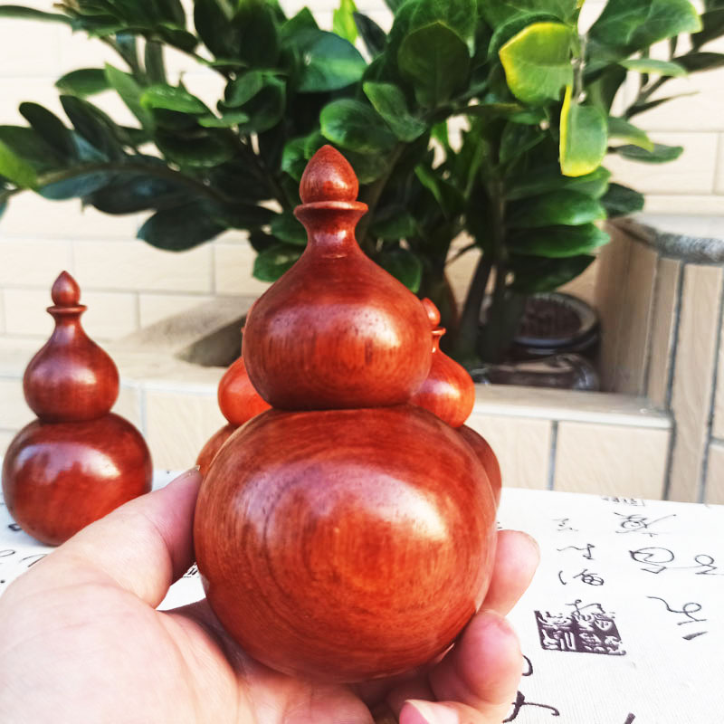 红木花梨木牙签筒实木创意家用客厅缅甸中式复古牙签盒葫芦