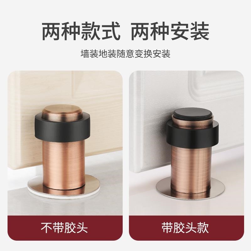 防撞门挡器门吸免打孔不锈钢门挡玻璃门顶防撞橡胶门碰门阻限位器