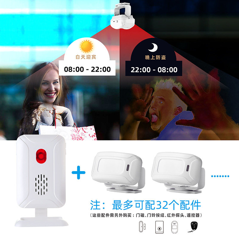 感应门铃分体式一二拖四看店防盗报警进门迎宾欢迎光临语音提示器,电子/电工,楼宇对讲设备,淘宝优惠券,粉丝福利购,淘宝优惠卷