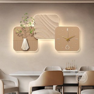 侘寂风装 极简客厅背景墙挂画立体高级感餐桌壁画 饰画钟表意式