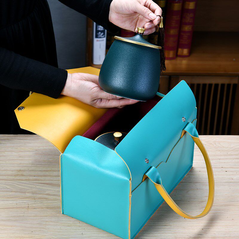 高档茶叶包装盒空礼盒陶瓷茶叶罐半斤通用布包礼品盒红茶普洱绿茶