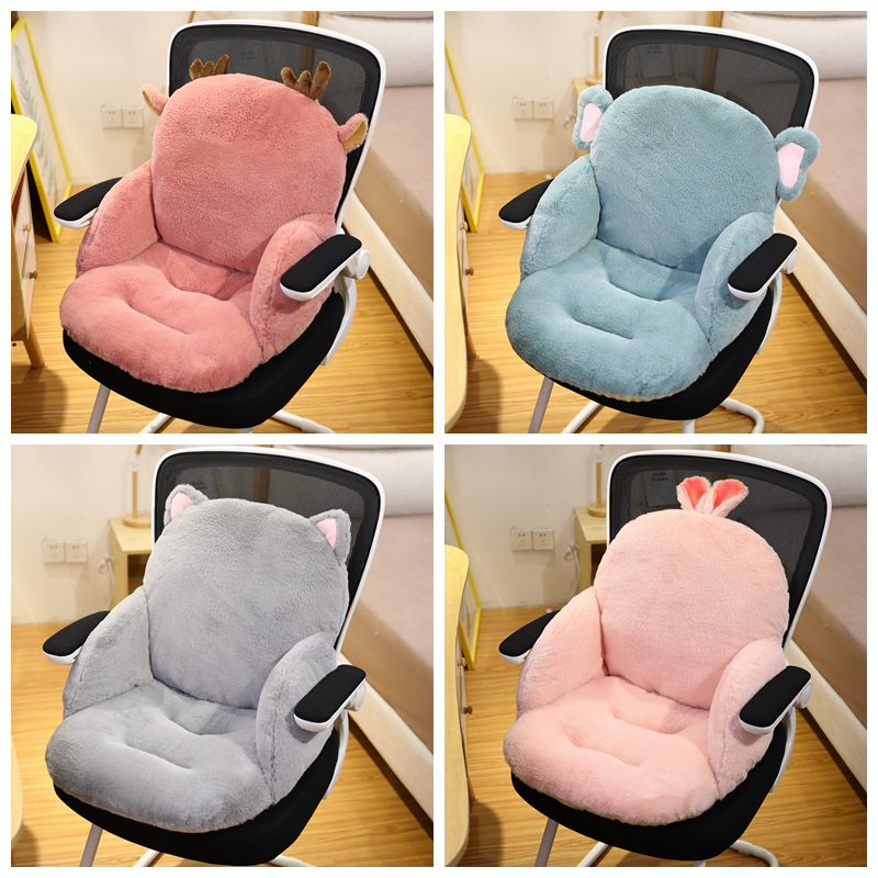 坐垫办公室久坐靠垫一体加厚椅子屁垫学生垫子冬季毛绒椅垫靠背垫