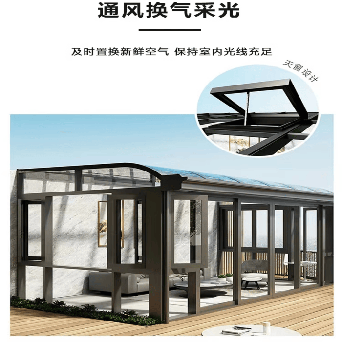 智能电动天窗铝合金斜平屋顶阁楼平移天窗地下室采光井阳光房天窗