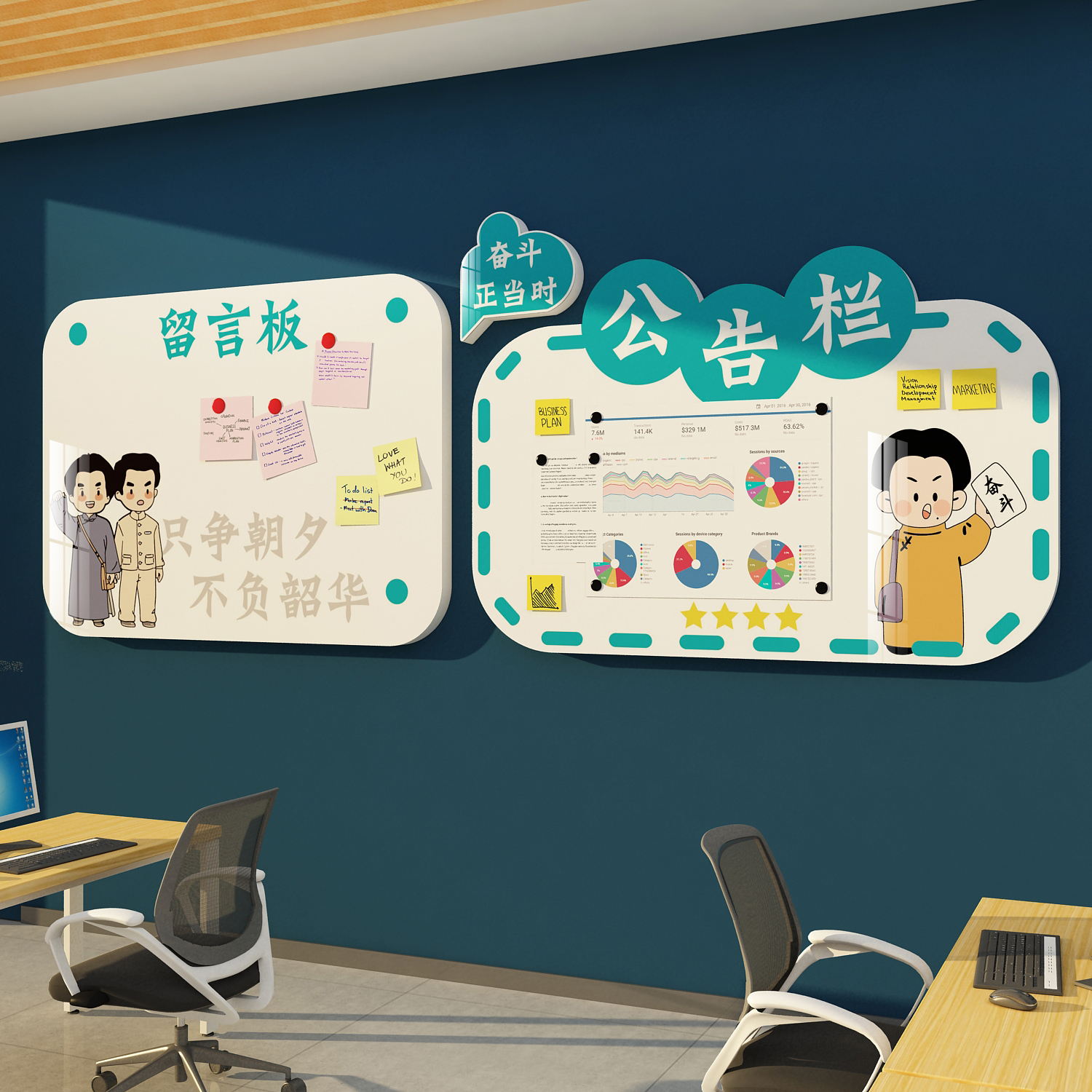 公告示栏展示板墙贴面磁吸式办公室装饰企业文化公司宣传通知布置