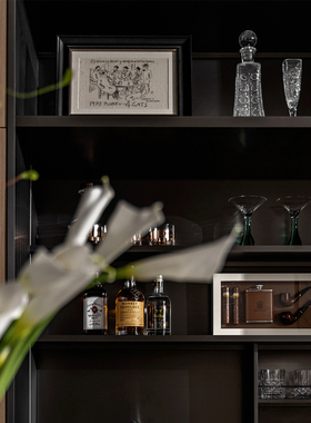 样板间餐桌餐边柜水吧台酒柜装饰酒道具酒醒酒器洋酒雪茄主题摆件