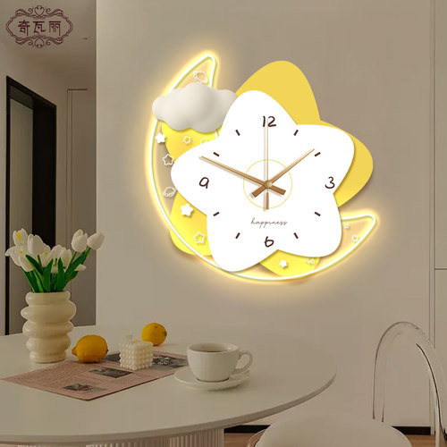 现代简约餐厅装饰画钟表挂钟客厅2023新款挂画饭厅背景墙时钟壁画