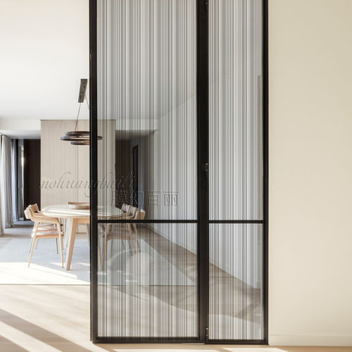 黑色拉丝玻璃贴膜夹丝贴纸竖条纹丝纹浴室移门隔断艺术防爆装饰膜