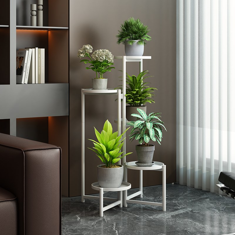 复古铁艺绿植花架子客厅落地式阳台转角折叠多肉花盆托架置物层架