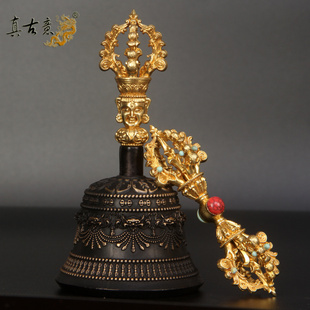 真古意 铜金刚铃杵修行法器黄铜五股响铃杵如法手工法器