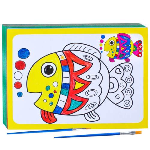 儿童水彩画填色颜料画涂鸦画油画装益智手工幼儿园画画涂色画卡画