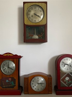 怀旧老物件老式挂钟老式机械钟表摆件上弦钟表民宿农家乐复古装饰