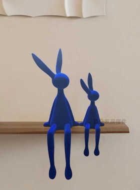 网红玄关克莱因兔子坐姿摆件客厅开放格书架简约装饰酒柜乔迁礼物