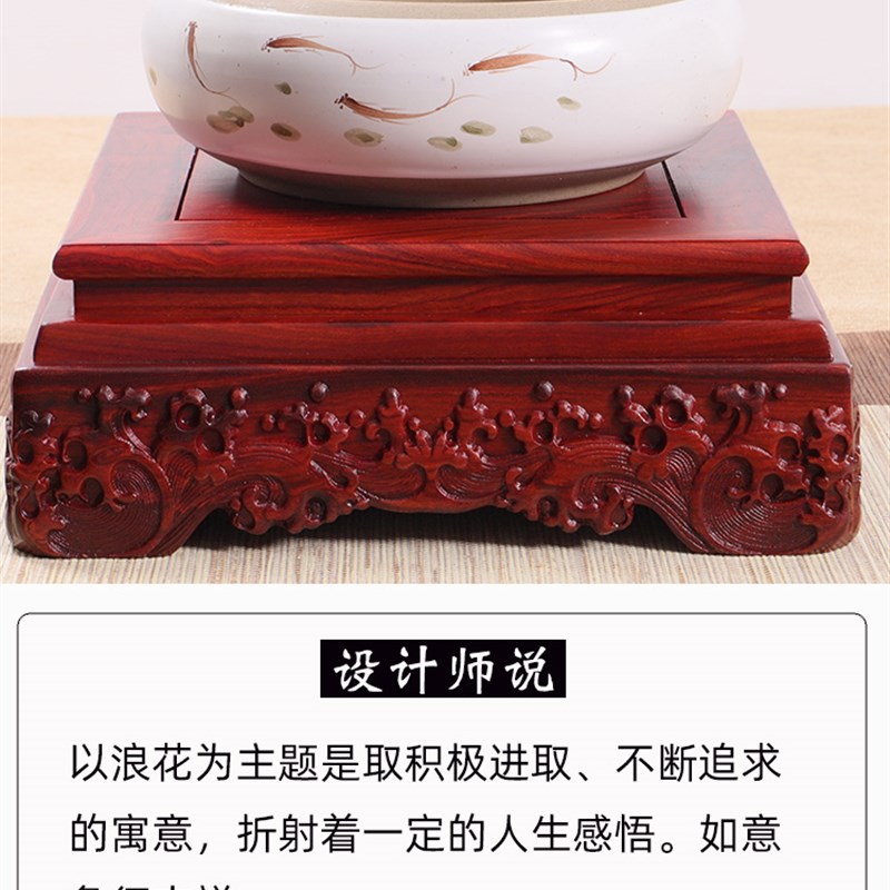 黑檀长方正方水浪底座花瓶盆景佛像摆件玉石奇石头大承重实木托架