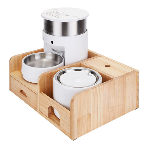 小佩行星喂食器饮水机组合架子猫狗投食机增垫高碗架实木宠物支架