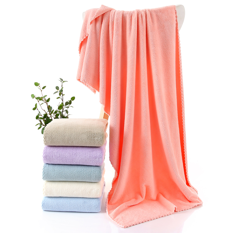 2条装 高密度珊瑚绒花边浴巾 成人沙滩巾  情侣浴巾 超吸水不掉毛